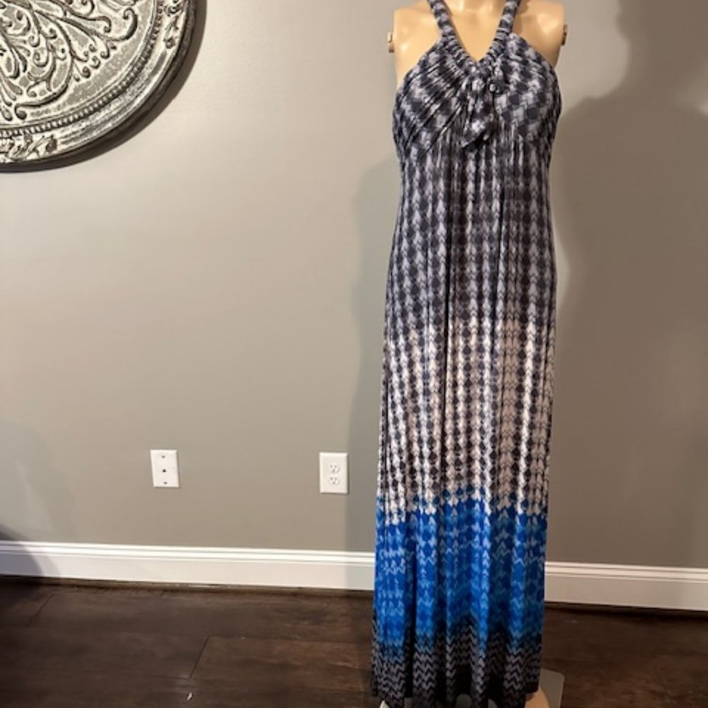 CALVIN KLEIN MAXI HALTER SHOULDER DRESS